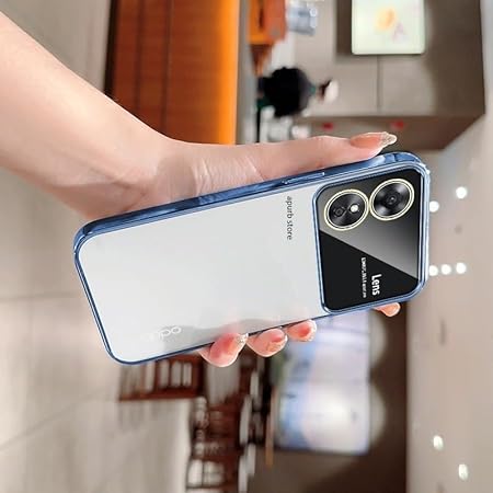 Luxury Plating Blue Camera Protection Transparent Case for Vivo Y100