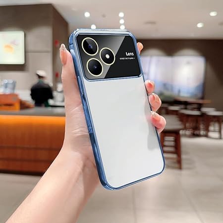 Luxury Plating Blue Camera Protection Transparent Case for Realme C53