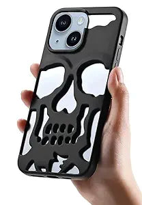 Black Hollow Skull Design Silicone case for Apple iphone 15 Plus