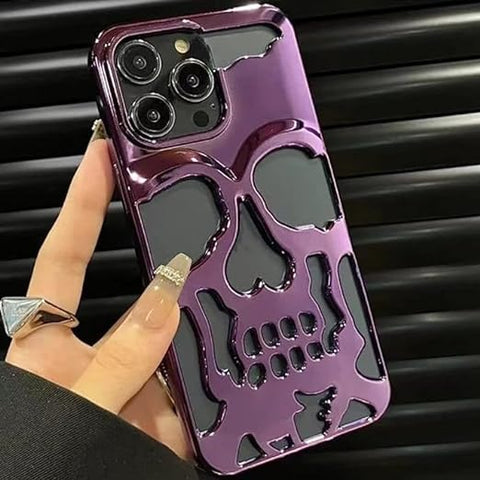 Purple Hollow Skull Design Silicone case for Apple iphone 14 Pro Max