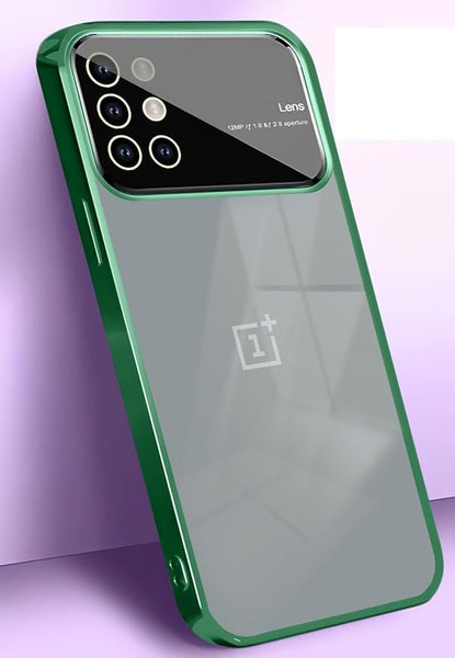 Luxury Plating Green Camera Protection Transparent Case for Oneplus 8t