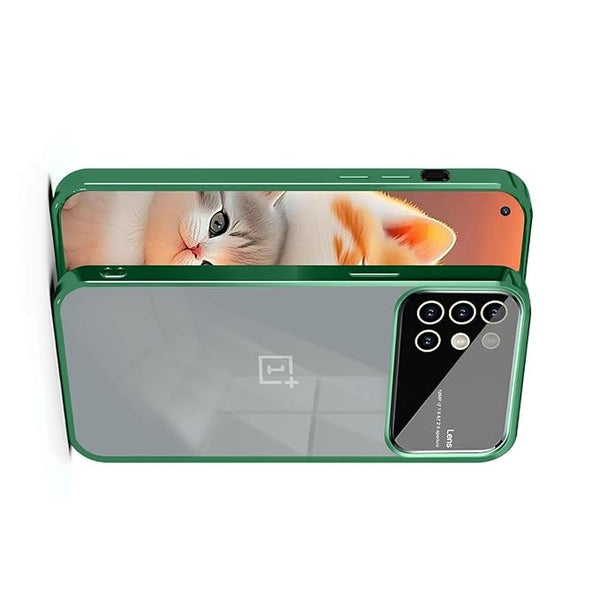 Luxury Plating Green Camera Protection Transparent Case for Oneplus 8t