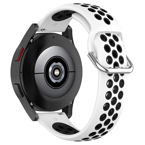 White Black Dotted Silicone Strap For Smart Watch (20mm)