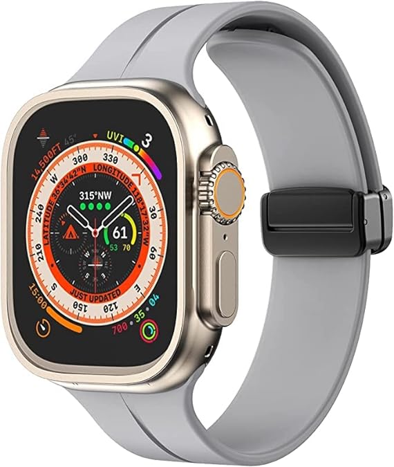 Grey Magnetic Clasp Adjustable Strap For Apple Watch SERIES SE 2020 (42mm/44mm/45mm/46mm/49mm)