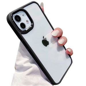 Black Metal Safe Transparent Case for Apple iphone 12