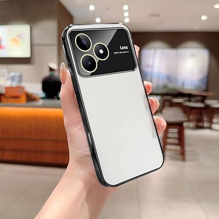 Luxury Plating Black Camera Protection Transparent Case for Realme C53