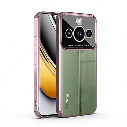 Luxury Plating Pink Camera Protection Transparent Case for Realme 11 pro plus