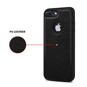 Puloka Black Logo cut Leather silicone case for Apple iPhone 8 Plus