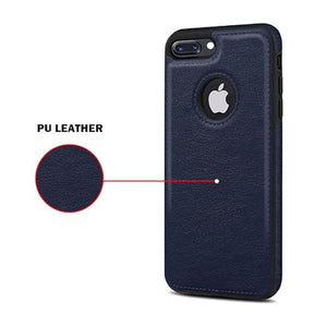 Puloka Dark Blue Logo cut Leather silicone case for Apple iPhone 8 Plus