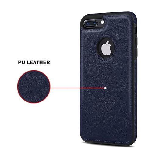 Puloka Dark Blue Logo cut Leather silicone case for Apple iPhone 7 Plus