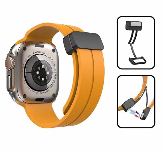 Yellow Magnetic Clasp Adjustable Strap For Apple Watch SERIES 2 (42mm/44mm/45mm/46mm/49mm)