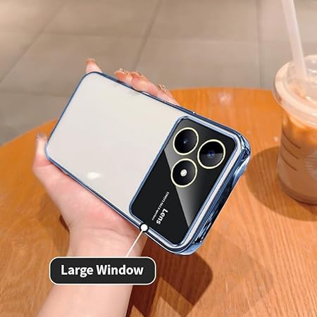 Luxury Plating Blue Camera Protection Transparent Case for Realme C53