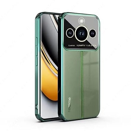 Luxury Plating Green Camera Protection Transparent Case for Realme 11 pro