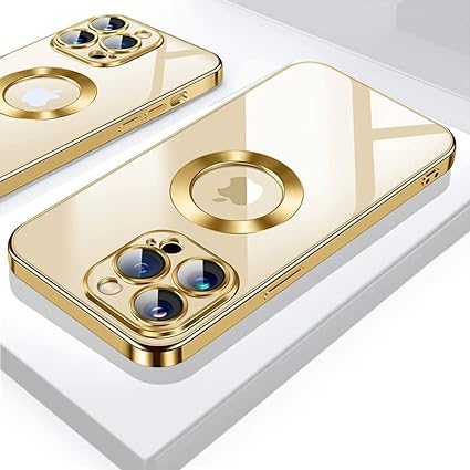 Gold 6D Chrome Logo Cut Transparent Case for Apple iphone 11 Pro