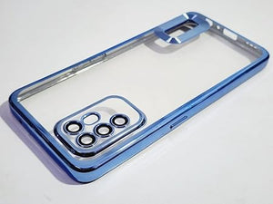 Blue 6D Chrome Logo Cut Transparent Case for Oppo F19 Pro