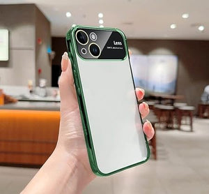 Luxury Plating Green Camera Protection Transparent Case for Apple iphone 14