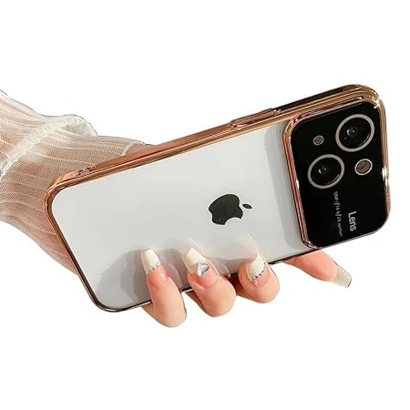 Luxury Plating Gold Camera Protection Transparent Case for Apple iphone 14 Plus