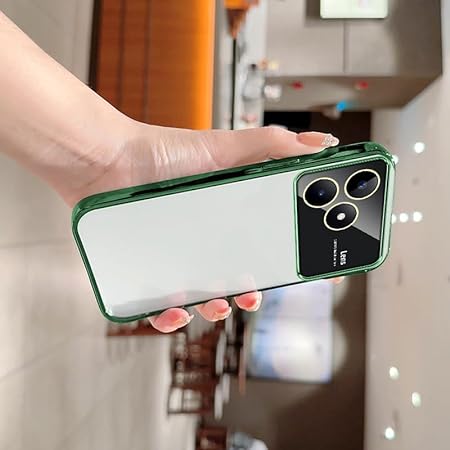 Luxury Plating Green Camera Protection Transparent Case for Realme C53