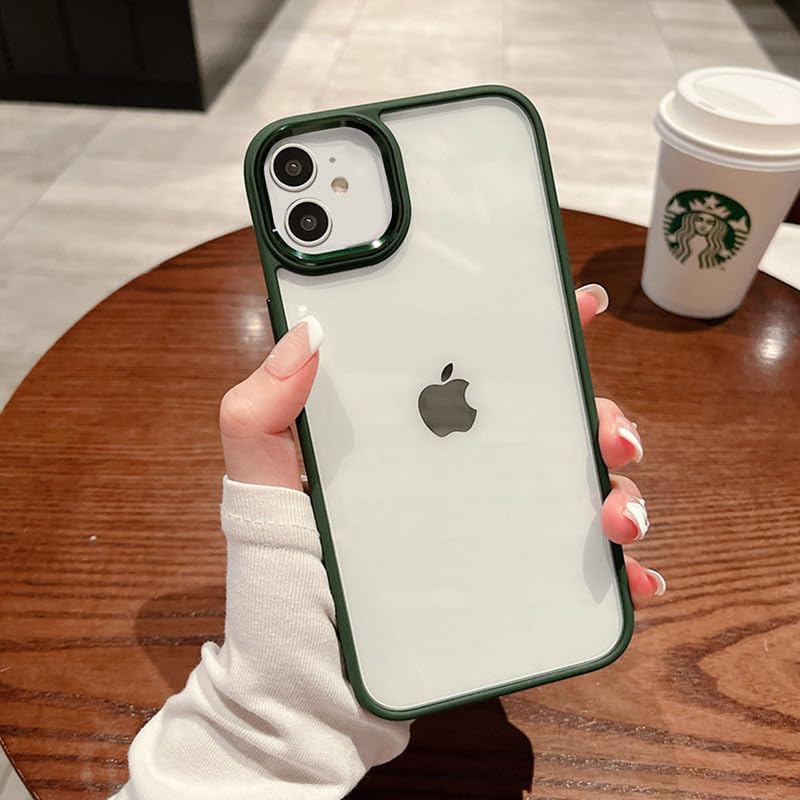 Dark Green Metal Safe Transparent Case for Apple iphone 11