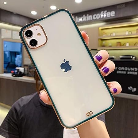 Dark Green Electroplated Transparent Case for Apple iphone 12