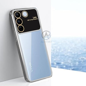 Luxury Plating Silver Camera Protection Transparent Case for Vivo V27 Pro