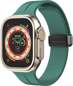 Dark Green Magnetic Clasp Adjustable Strap For Apple Iwatch (45mm/49mm)