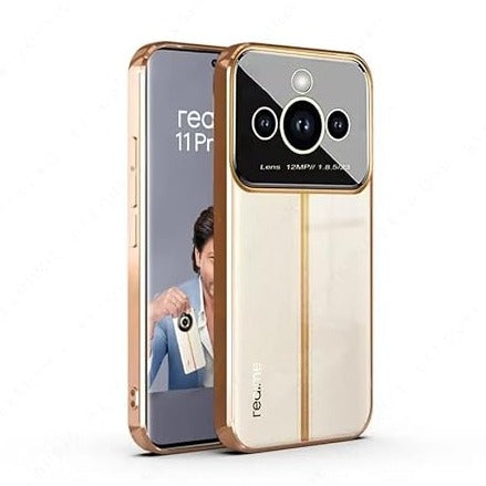 Luxury Plating Gold Camera Protection Transparent Case for Realme 11 pro plus