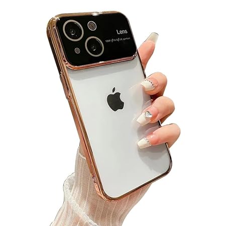 Luxury Plating Gold Camera Protection Transparent Case for Apple iphone 14 Plus