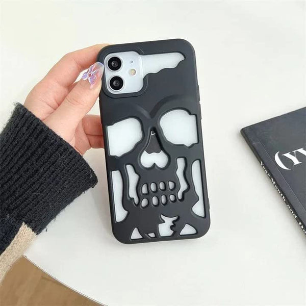 Black Hollow Skull Design Silicone case for Apple iphone 12