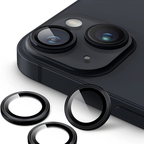 Black Metallic camera ring lens guard for Apple iphone 15