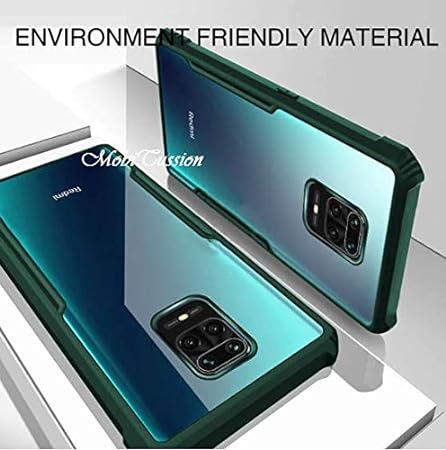 Green Hybrid Shockproof silicone safe transparent Case Redmi note 9 pro