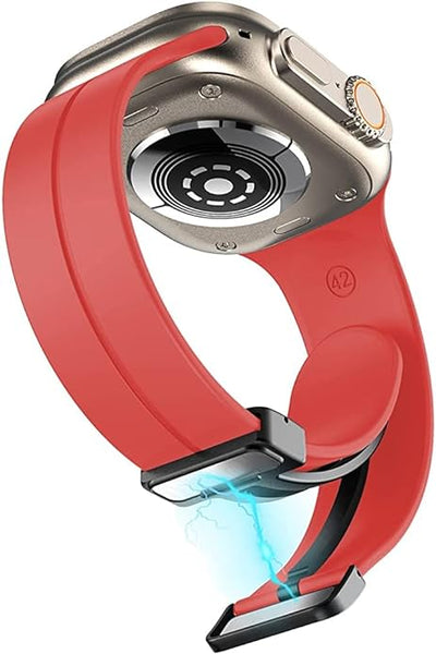 Red Magnetic Clasp Adjustable Strap For Apple Watch Series 1 (42mm/44mm/45mm/46mm/49mm)