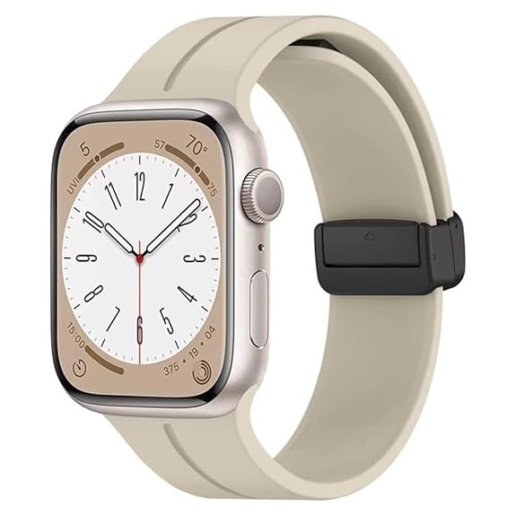 Cream Magnetic Clasp Adjustable Strap For Apple Watch SERIES 8 (42mm/44mm/45mm/46mm/49mm)