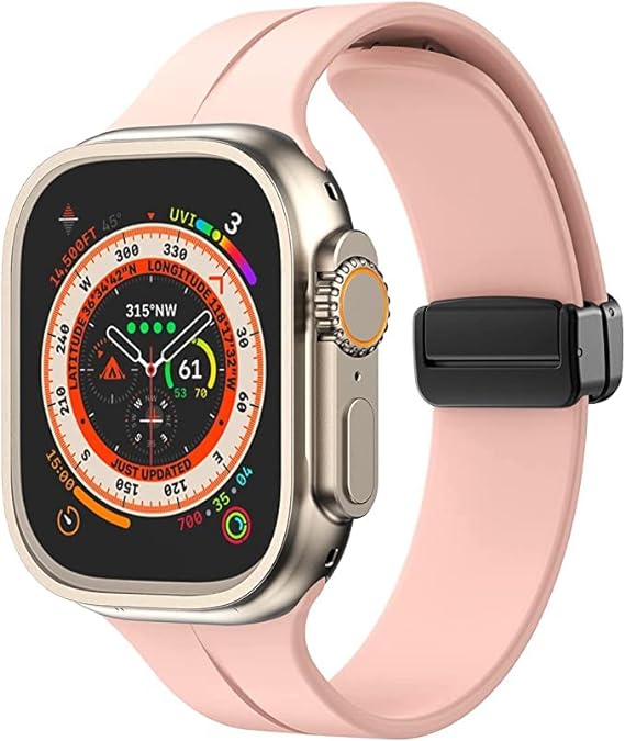 Peach Magnetic Clasp Adjustable Strap For Apple Iwatch (45mm/49mm)