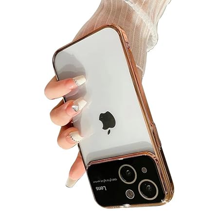 Luxury Plating Gold Camera Protection Transparent Case for Apple iphone 14 Plus