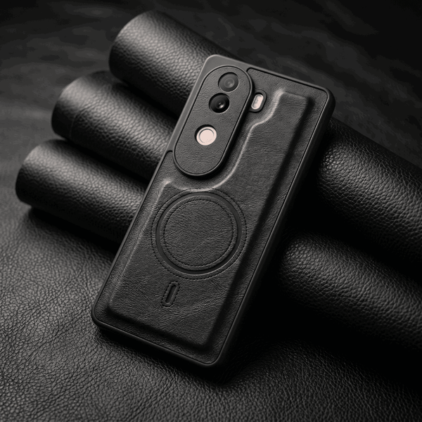 Crest Black Leather Case for Vivo V40e