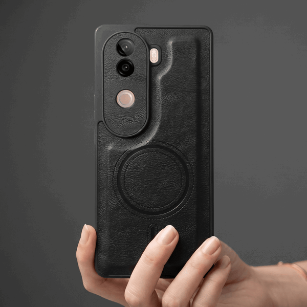 Crest Black Leather Case for Vivo V40e