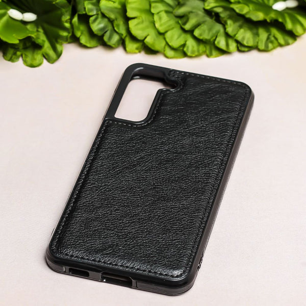Puloka Black Leather Case for Samsung S21 FE