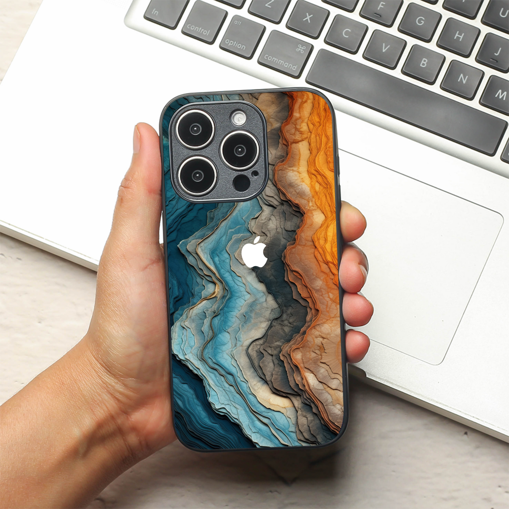 Layered Marble metal back case for Apple Iphone 14 Pro