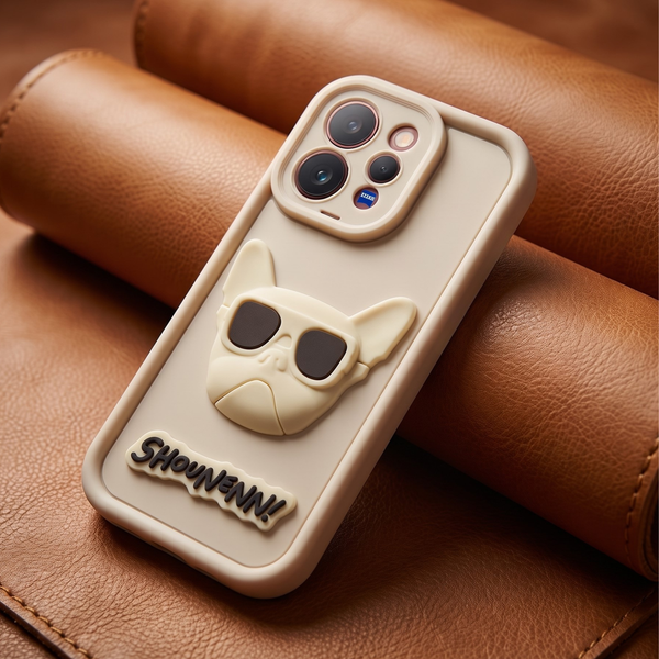 Cream SHOUNENN BULLDOG Silicone case for Vivo V70
