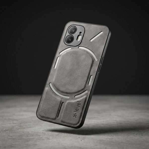 X-LEVEL Grey Leather Case for Nothing Phone 2