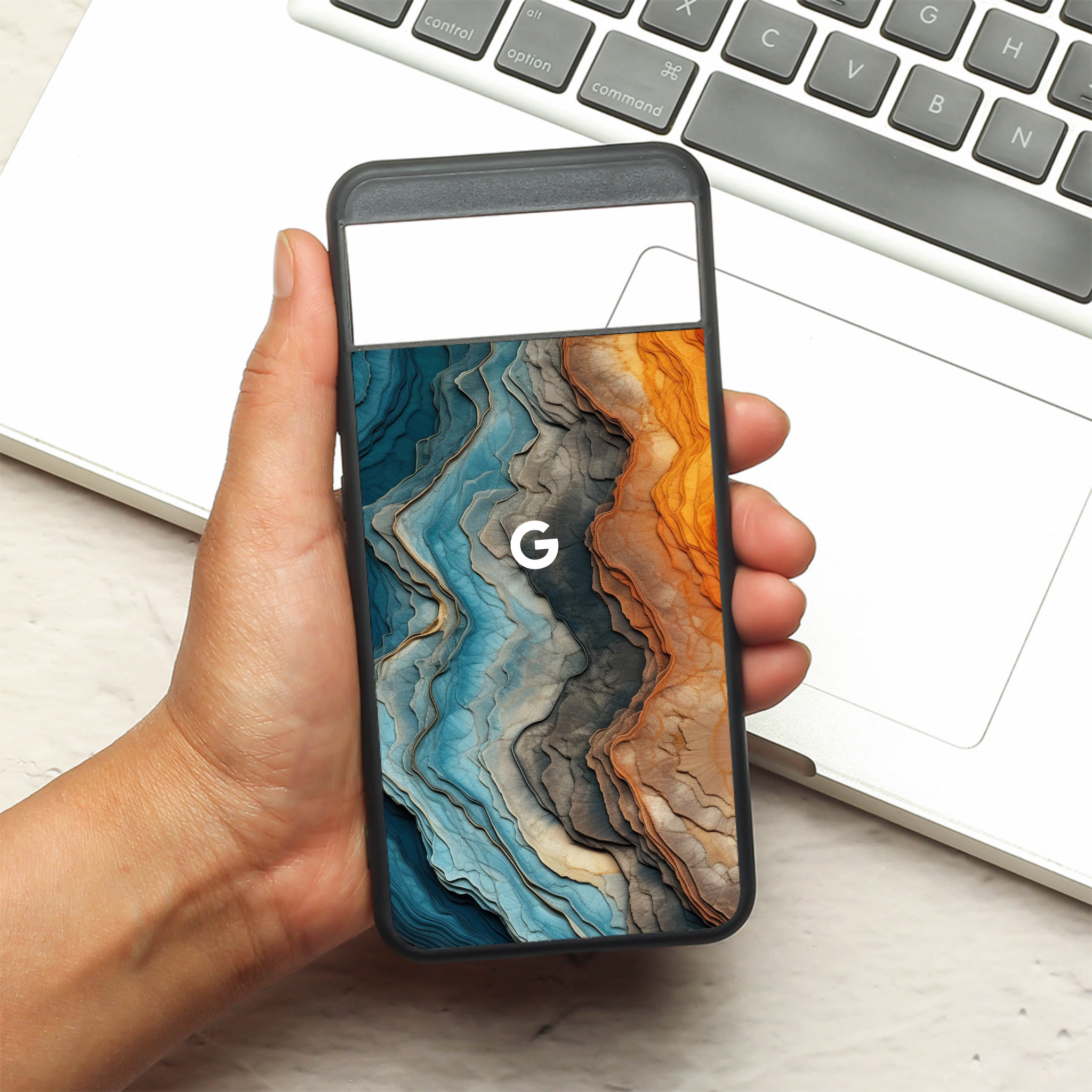 Layered Marble metal back case for Google Pixel 8A