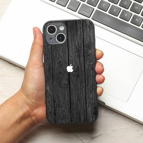 Dark Wood metal back case for Apple Iphone 15