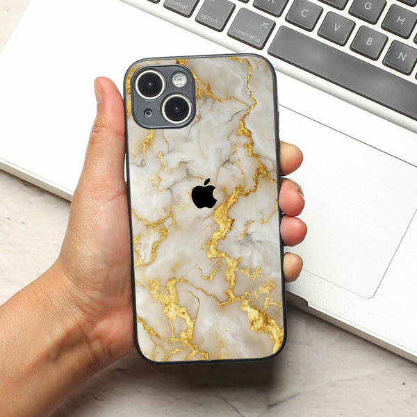 Gold Vein Glory metal back case for Apple Iphone 15 Plus