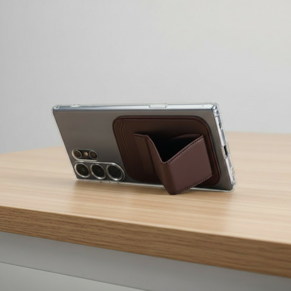 Wine Sticky Mobile Wallet With Stand (Compatible For Only Android)