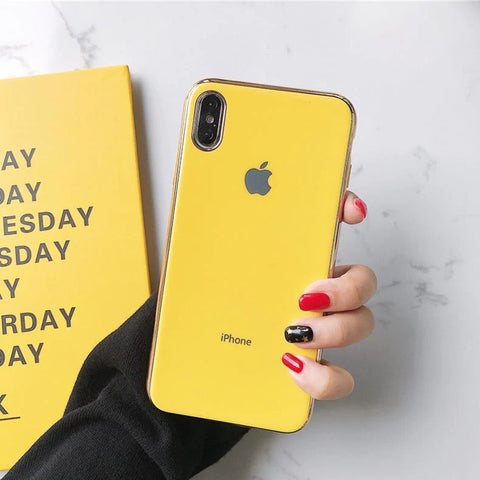 Yellow Border mirror Silicone case for Apple iphone Xs Max