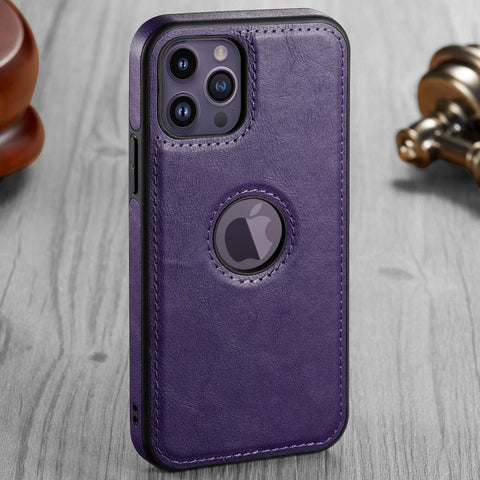 Puloka Deep Purple Logo cut Leather silicone case for Apple iPhone 11 Pro Max