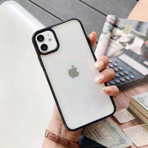 Black Metal Safe Transparent Case for Apple iphone 12 Mini