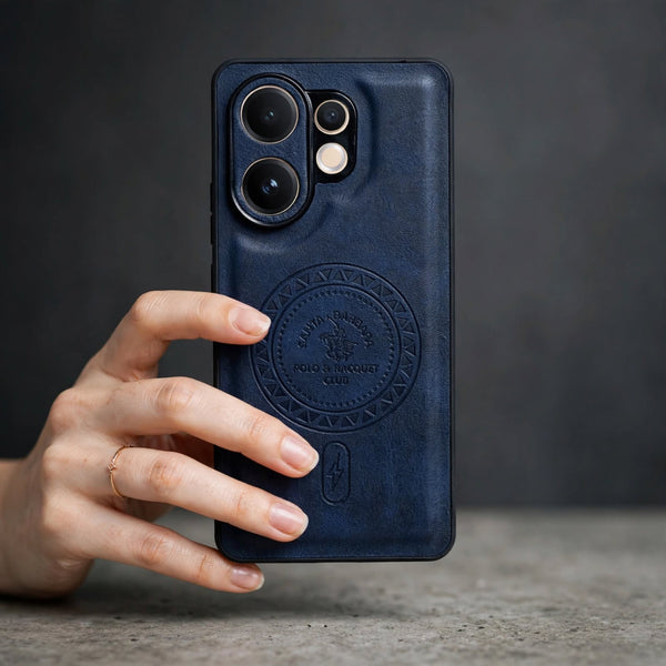 Santa Crest Dark Blue Leather Case for Vivo V60