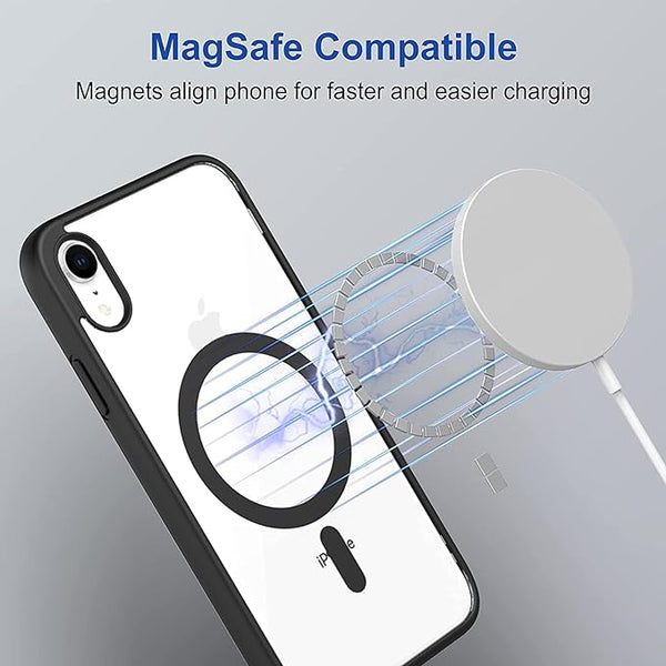 Black 6D MagSafe Clear Transparent Silicone case for Apple iphone XR